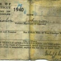 1940 Drivers License from Malcolm Johnson's Wallet