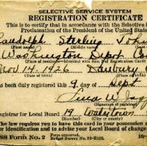 Randolph Johnson's Selective Service Card