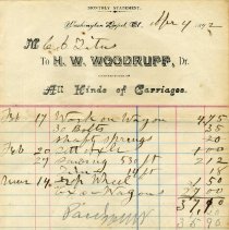Henry W. Woodruff Carriage Shop Receipt