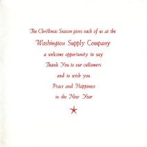 Christmas Card from Washington Supply Co.