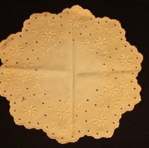 White handkerchief with white flower embroidery