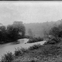 River view from Wellers Bridge upstream, in Roxbury