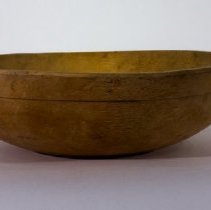 large pale wooden bowl - side full view