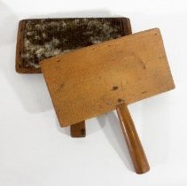 Three pair of carding combs -  C. Top, close up