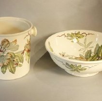 Ceramic slop jar and wash bowl - front/top