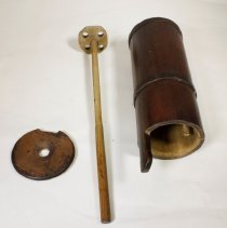 Butter Churn - on side with dasher & lid removed, crack slightly visible