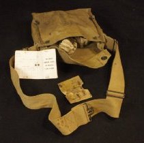 Andrus WWI gas mask - ''This pocket contains plaster for repairing tears...
