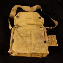 Andrus WWI gas mask in haversack - front view