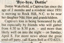 'Bye-bye, Dottie'