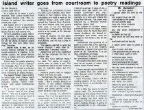 Island writer goes from courtroom to poetry readings