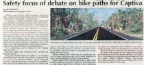 Safety focus of debate on bike paths for Captiva