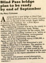 Blind Pass bridge plan to be ready by end of September