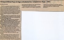 Delayed Blind Pass bridge scheduled for completion Sept. 1991