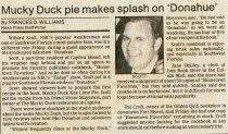 Mucky Duck pie makes splash on 'Donahue'