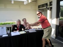 (L-R) Phyllis Gibson, Robin Cook, Ron Gibson