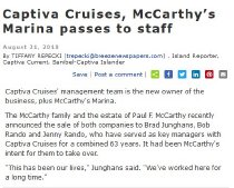 Captiva Cruises, McCarthy's Marina passes to staff