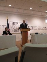 (at podium) Czech Ambassador Petr Gandalovic