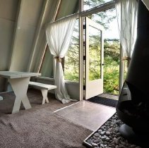 Hellyer A-frame, interior looking out, 2016