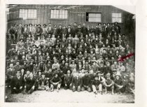 Large group of Tindle and Jacksons Forge of employees, Pellston, Mich; arro