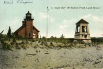 "A rough Day off Harbor Point Light House" Postcard from Merle Chapin, to M