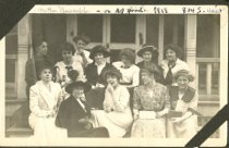 "Mother" Bancroft on Alpha Phi porch.