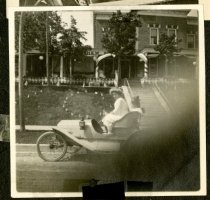 Our little car in front of New Emmet Hotel in Harbor Springs.