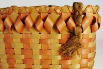 Natural wood color and red woven basket.