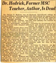 U.P Hedrick Obituary