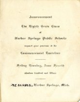 Program for the Harbor Springs Public Schools 8th Grade class commencement.