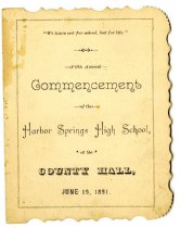 Program of the Harbor Springs High School Class of 1891 Commencement.
