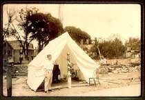 Barber in a tent, Salem Fire