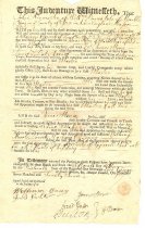 A pre printed indenture for John Adams, 1707