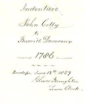 John Colly indenture to Burrill Deveraux label