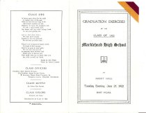 Graduation Program, Class of 1922