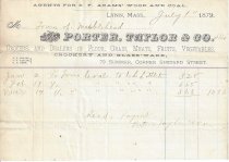 Receipt Porter & Taylor Co.
