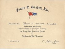 Army - Navy Production Award for Excellence in War Production presented to