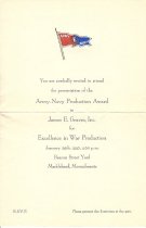 Invitation to the presentation of the Army-Navy Production Award