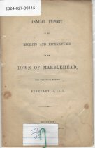 Annual Report of the Receipts and Expenditures of Marblehead 1857