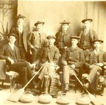 Members of Fergus Curling Club, photograph, 1899 .