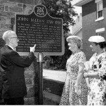 Unveiling of Wellington County Historical Research Society Plaque, Guelph, June 22, 1957