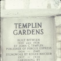 ph 18240_7 Historical plaque about Templin Gardens, Apr. 1985.