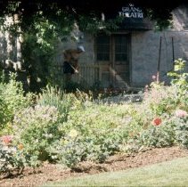 ph 18241_14 Flower gardens in front of building, Bob Kerr, June 1991.