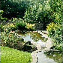 ph 18242_15 Two ponds set amidst lawn and flower gardens, July 1993.