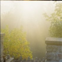 ph 18242_6 Looking down steps, sunlight through the fog, Oct. 1992.