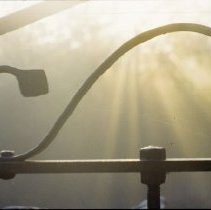 ph 18242_8 Wrought iron gate with fog behind, Oct. 1992.