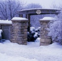 ph 18246_2 Entranceway, bower and trees covered with ice after ice storm, 2