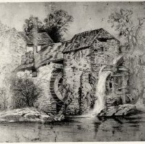 First Wilson Mill at Fergus, Ontario across from Monkland Mill, ca.1890.