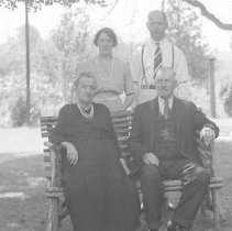 The Fischer family of Elora, standing are Fred and Luela Fischer, others unidentified,  ca. 1945.