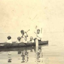 Canoeing at Gull Lake, Alberta, photograph, 1914.