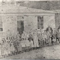Students in front of S. S. No. 10 Puslinch Township, ca.1870.
